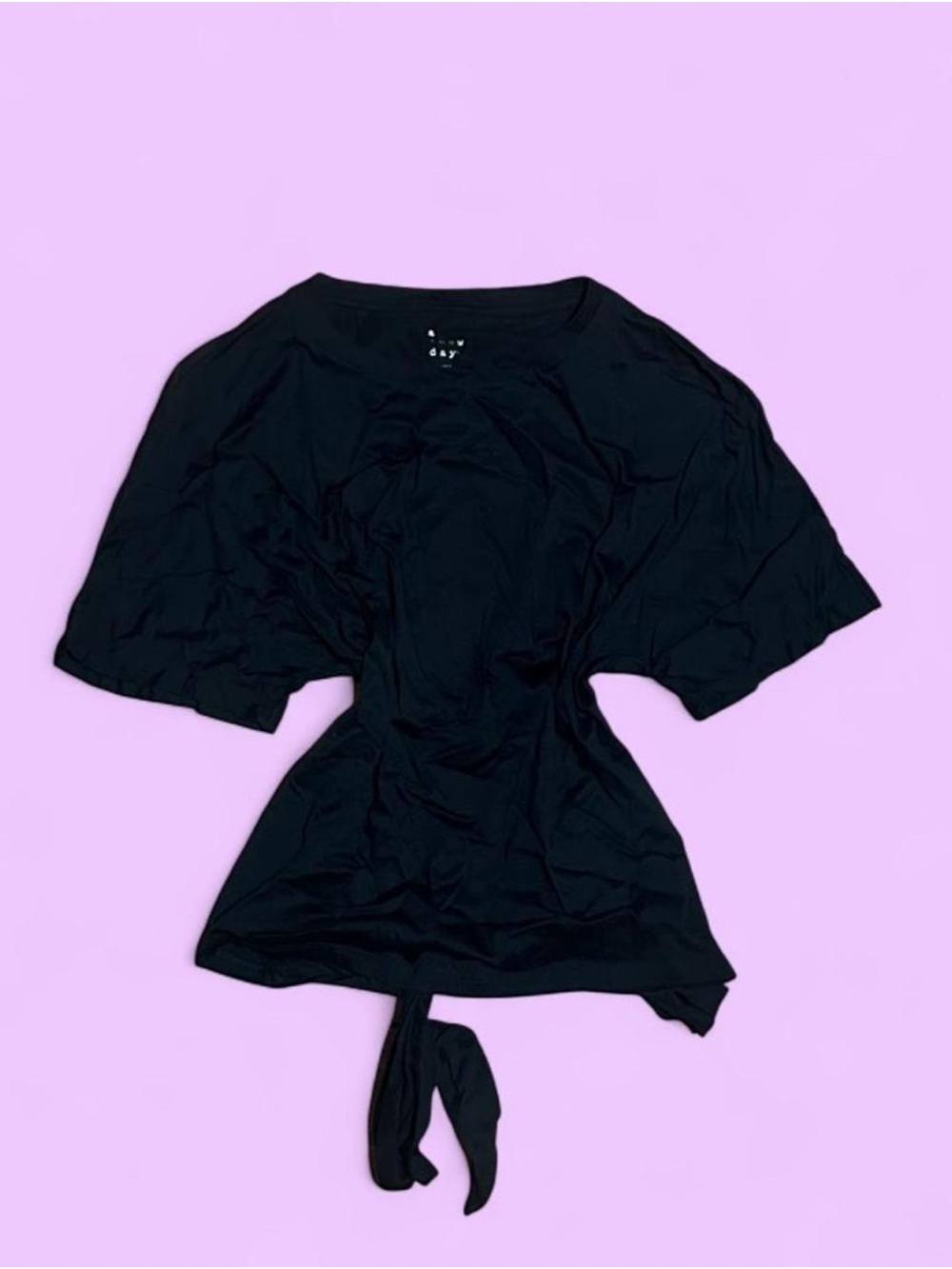 A New Day balletcore minimalist tie back crew neck top tie detail 100% cotton
